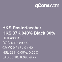 Color code: HKS Rasterfaecher - HKS 37K 040% Black 30% | qconv.com