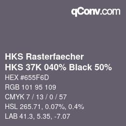 Color code: HKS Rasterfaecher - HKS 37K 040% Black 50% | qconv.com