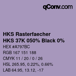Color code: HKS Rasterfaecher - HKS 37K 050% Black 0% | qconv.com
