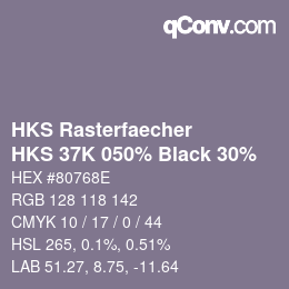 カラーコード: HKS Rasterfaecher - HKS 37K 050% Black 30% | qconv.com
