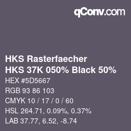 Farbcode: HKS Rasterfaecher - HKS 37K 050% Black 50% | qconv.com