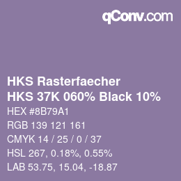 Code couleur: HKS Rasterfaecher - HKS 37K 060% Black 10% | qconv.com