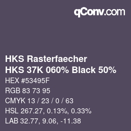 Código de color: HKS Rasterfaecher - HKS 37K 060% Black 50% | qconv.com