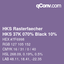 Farbcode: HKS Rasterfaecher - HKS 37K 070% Black 10% | qconv.com