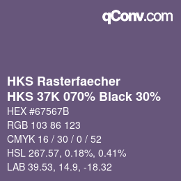 Color code: HKS Rasterfaecher - HKS 37K 070% Black 30% | qconv.com