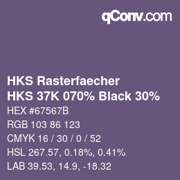 カラーコード: HKS Rasterfaecher - HKS 37K 070% Black 30% | qconv.com