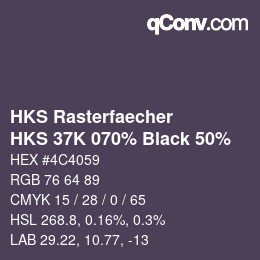 Farbcode: HKS Rasterfaecher - HKS 37K 070% Black 50% | qconv.com