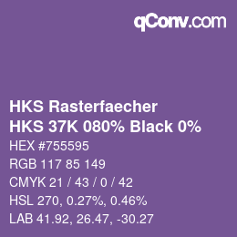 カラーコード: HKS Rasterfaecher - HKS 37K 080% Black 0% | qconv.com