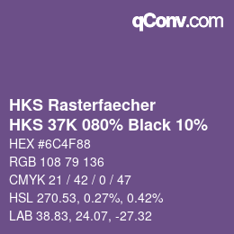 カラーコード: HKS Rasterfaecher - HKS 37K 080% Black 10% | qconv.com