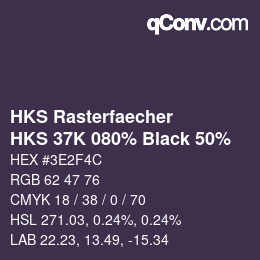 カラーコード: HKS Rasterfaecher - HKS 37K 080% Black 50% | qconv.com