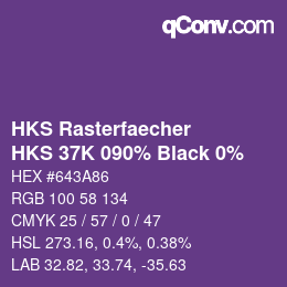 カラーコード: HKS Rasterfaecher - HKS 37K 090% Black 0% | qconv.com