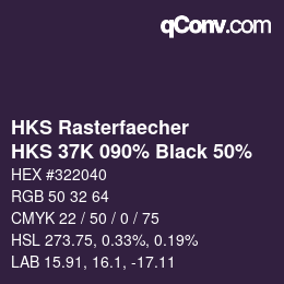 Farbcode: HKS Rasterfaecher - HKS 37K 090% Black 50% | qconv.com