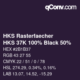 カラーコード: HKS Rasterfaecher - HKS 37K 100% Black 50% | qconv.com