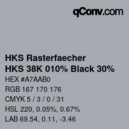 Color code: HKS Rasterfaecher - HKS 38K 010% Black 30% | qconv.com