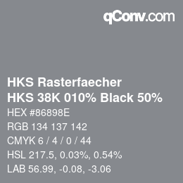 Código de color: HKS Rasterfaecher - HKS 38K 010% Black 50% | qconv.com