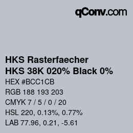 Código de color: HKS Rasterfaecher - HKS 38K 020% Black 0% | qconv.com