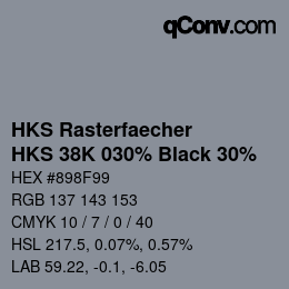Código de color: HKS Rasterfaecher - HKS 38K 030% Black 30% | qconv.com