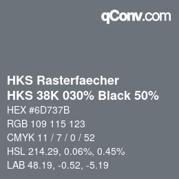 カラーコード: HKS Rasterfaecher - HKS 38K 030% Black 50% | qconv.com