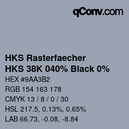 Farbcode: HKS Rasterfaecher - HKS 38K 040% Black 0% | qconv.com