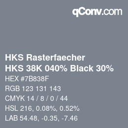 Color code: HKS Rasterfaecher - HKS 38K 040% Black 30% | qconv.com