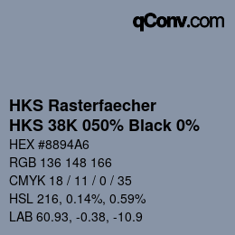 Código de color: HKS Rasterfaecher - HKS 38K 050% Black 0% | qconv.com