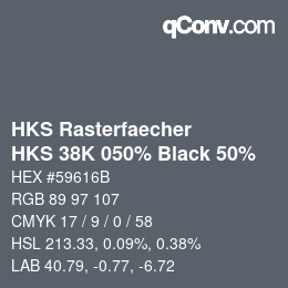カラーコード: HKS Rasterfaecher - HKS 38K 050% Black 50% | qconv.com
