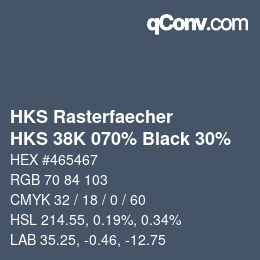 Farbcode: HKS Rasterfaecher - HKS 38K 070% Black 30% | qconv.com