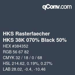 Code couleur: HKS Rasterfaecher - HKS 38K 070% Black 50% | qconv.com