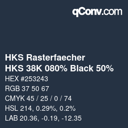 Code couleur: HKS Rasterfaecher - HKS 38K 080% Black 50% | qconv.com