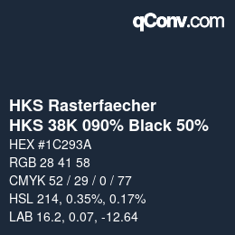カラーコード: HKS Rasterfaecher - HKS 38K 090% Black 50% | qconv.com