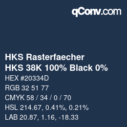 Color code: HKS Rasterfaecher - HKS 38K 100% Black 0% | qconv.com