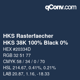 Código de color: HKS Rasterfaecher - HKS 38K 100% Black 0% | qconv.com