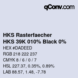 Farbcode: HKS Rasterfaecher - HKS 39K 010% Black 0% | qconv.com