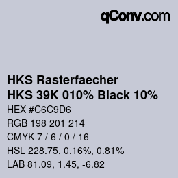 カラーコード: HKS Rasterfaecher - HKS 39K 010% Black 10% | qconv.com