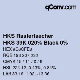 Code couleur: HKS Rasterfaecher - HKS 39K 020% Black 0% | qconv.com