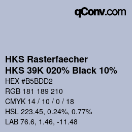 Farbcode: HKS Rasterfaecher - HKS 39K 020% Black 10% | qconv.com
