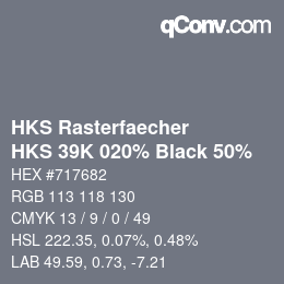 Código de color: HKS Rasterfaecher - HKS 39K 020% Black 50% | qconv.com