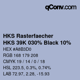 カラーコード: HKS Rasterfaecher - HKS 39K 030% Black 10% | qconv.com