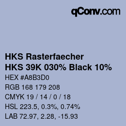 Color code: HKS Rasterfaecher - HKS 39K 030% Black 10% | qconv.com