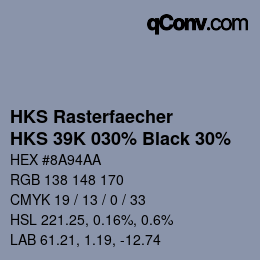 Color code: HKS Rasterfaecher - HKS 39K 030% Black 30% | qconv.com