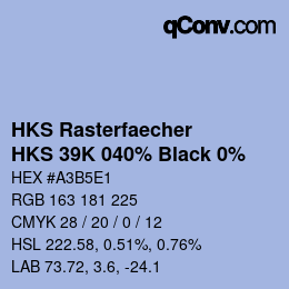 Código de color: HKS Rasterfaecher - HKS 39K 040% Black 0% | qconv.com