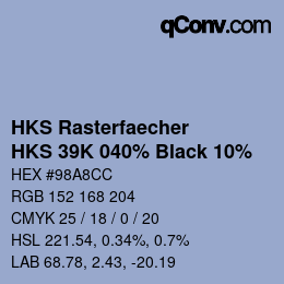 Farbcode: HKS Rasterfaecher - HKS 39K 040% Black 10% | qconv.com