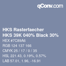カラーコード: HKS Rasterfaecher - HKS 39K 040% Black 30% | qconv.com
