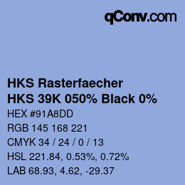 Código de color: HKS Rasterfaecher - HKS 39K 050% Black 0% | qconv.com