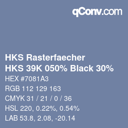 カラーコード: HKS Rasterfaecher - HKS 39K 050% Black 30% | qconv.com