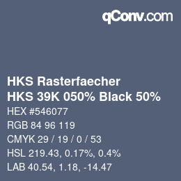 Código de color: HKS Rasterfaecher - HKS 39K 050% Black 50% | qconv.com