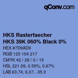 Code couleur: HKS Rasterfaecher - HKS 39K 060% Black 0% | qconv.com