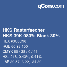 Código de color: HKS Rasterfaecher - HKS 39K 080% Black 30% | qconv.com