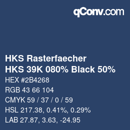 Código de color: HKS Rasterfaecher - HKS 39K 080% Black 50% | qconv.com
