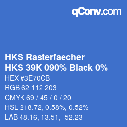 Color code: HKS Rasterfaecher - HKS 39K 090% Black 0% | qconv.com